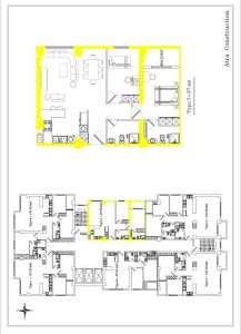 نقشه واحد ۱۲۰ متری برج آترا
