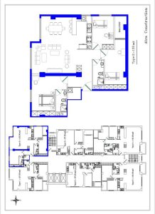 نقشه واحد ۱۱۰ متری برج آترا